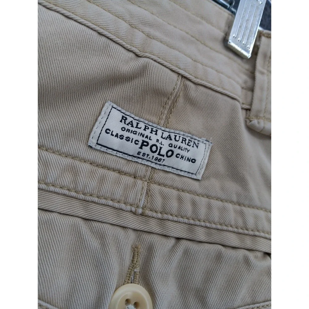 Polo Ralph Lauren blue label men's cargo‎ shorts size 33 tan Classic Pockets